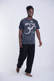 Wholesale Unisex Om Stone Washed, Stone Washed Fabric Cotton T-Shirt in Black - $10.00