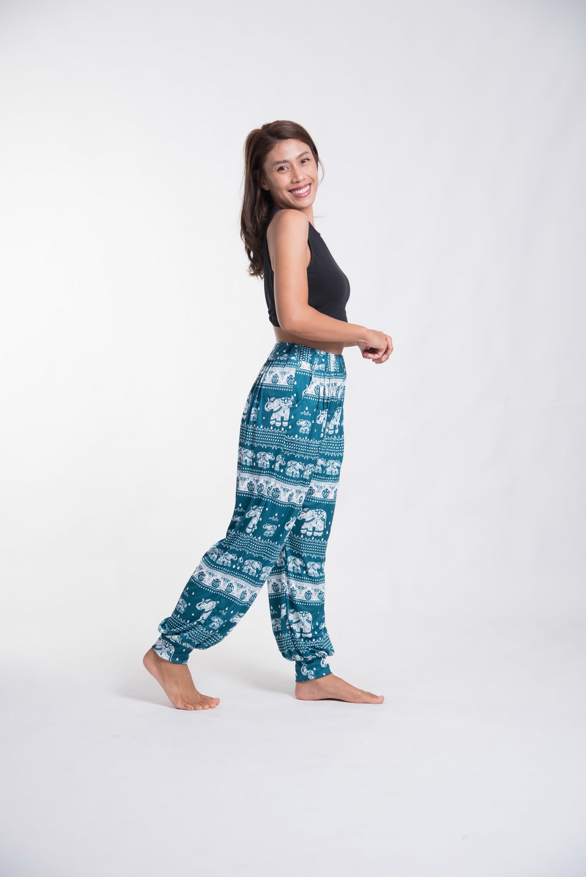 Unisex Eco-Friendly Elephant Harem Pants in Blue
