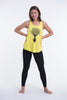 Super Soft Cotton Womens Meditation Tree Tank Top in Yellow