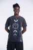 Unisex Sun Moon Stone Washed, Stone Washed Fabric Cotton T-Shirt in Black