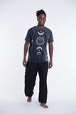 Wholesale Unisex Sun Moon Stone Washed, Stone Washed Fabric Cotton T-Shirt in Black - $10.00