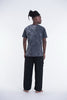 Unisex Sun Moon Stone Washed, Stone Washed Fabric Cotton T-Shirt in Black