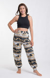 Wholesale Unisex Eco-Friendly Elephant Harem Pants in Black and Cream - $12.50