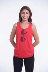 Super Soft Cotton Womens Sunglasses Tank Top in Red