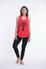 Super Soft Cotton Womens Meditation Tree Tank Top in Red