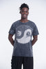 Unisex Yin Yang Stone Washed, Stone Washed Fabric Cotton T-Shirt in Black