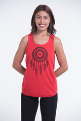 Super Soft Cotton Womens Dreamcatcher Tank Top in Red