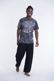 Unisex Ganesh Stone Washed, Stone Washed Fabric Cotton T-Shirt in Black