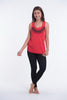 Super Soft Cotton Womens Feather Necklace Tank Top in Red