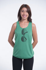 Super Soft Cotton Womens Sunglasses Tank Top in Green