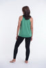Super Soft Cotton Womens Feather Necklace Tank Top in Green