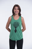 Wholesale Super Soft Cotton Womens Meditation Tree Tank Top in Green - $6.00