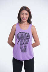 Super Soft Cotton Womens Regal Elephant Tank Top in Violet