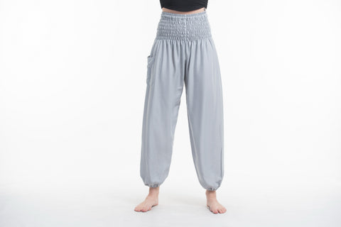 Solid Color Harem Pants in Gray