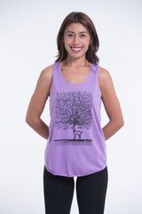 Super Soft Cotton Womens Bambi Tree Tank Top in Violet