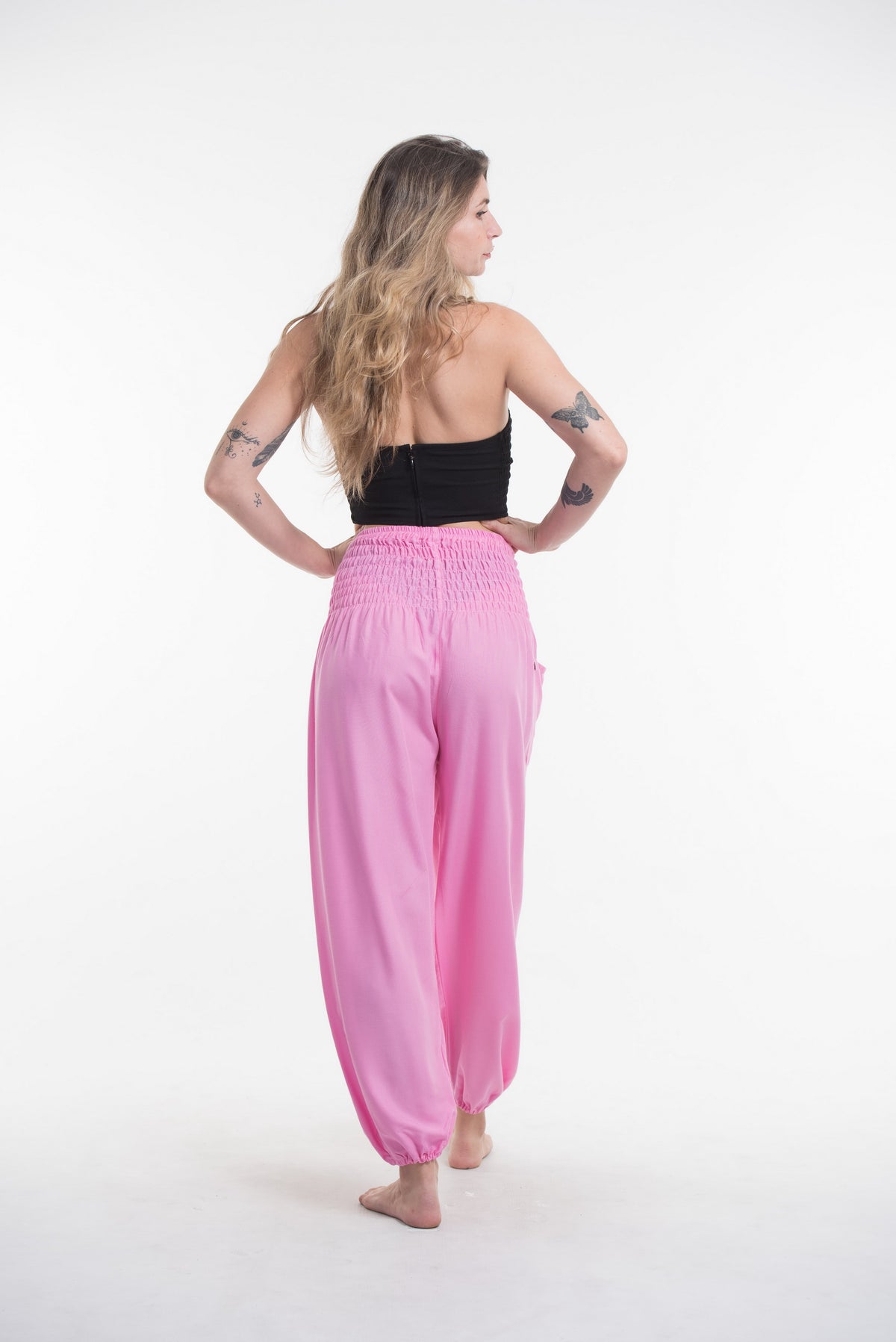 Solid Color Harem Pants in Pink