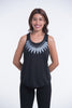 Super Soft Cotton Womens Feather Necklace Tank Top in Black