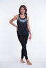 Super Soft Cotton Womens Feather Necklace Tank Top in Black
