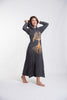 Sure Design Womens Tree Of Life Long Sleeve Hoodie Dress Gold on Black