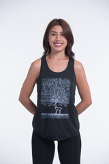 Super Soft Cotton Womens Bambi Tree Tank Top in Black