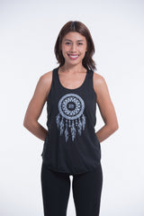 Super Soft Cotton Womens Dreamcatcher Tank Top in Black