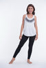 Super Soft Cotton Womens Feather Necklace Tank Top in White