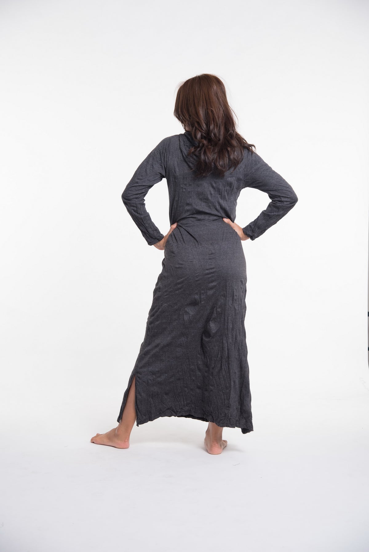 Sure Design Womens Lotus Om Long Sleeve Hoodie Dress Black