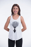 Wholesale Super Soft Cotton Womens Meditation Tree Tank Top in White - $6.00