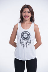 Super Soft Cotton Womens Dreamcatcher Tank Top in White