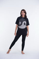 Unisex Yin Yang Cotton T-Shirt in Black