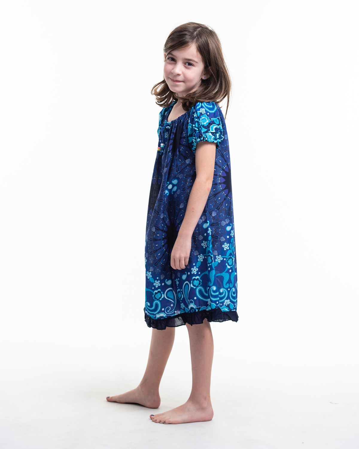 Kids Paisley Mandalas Dress in Blue