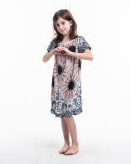Kids Paisley Mandalas Dress in Silver Gray