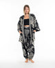 Unisex Koi Fish Print Cotton Kimono Cardigan in Black