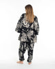 Unisex Koi Fish Print Cotton Kimono Cardigan in Black