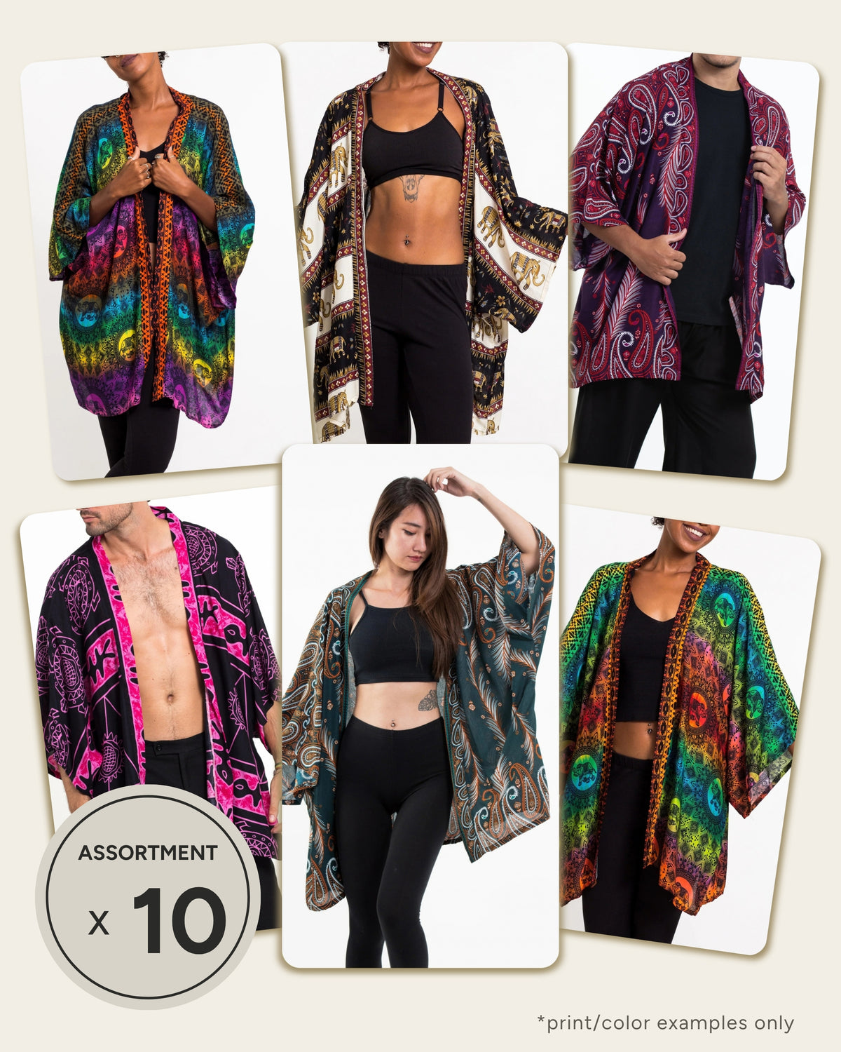 Assorted set of 10 Unisex Kimono Cardigan