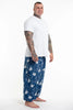 Plus Size Elephant Prints Unisex Low Cut Cotton Harem Pants in Indigo