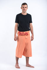 Cropped Fisherman Pants with Pattern Waist Band in Orange
