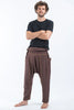 Hand Embroidered Unisex Slim Cut Fisherman Pants in Brown
