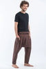 Hand Embroidered Unisex Slim Cut Fisherman Pants in Brown