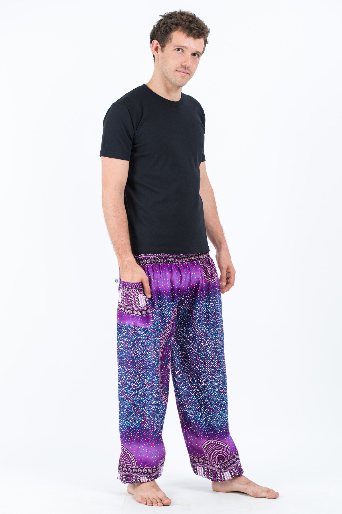 Tribal Chakras Unisex Harem Pants in Purple