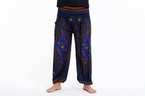 Peacock Eye Unisex Harem Pants in Navy