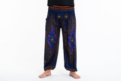 Peacock Eye Unisex Harem Pants in Navy
