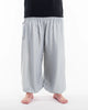 Plus Size Solid Color Unisex Harem Pants in Light Gray