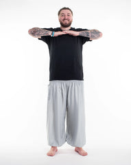 Plus Size Solid Color Unisex Harem Pants in Light Gray