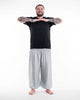 Plus Size Solid Color Unisex Harem Pants in Light Gray