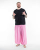 Plus Size Solid Color Unisex Harem Pants in Light Pink