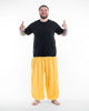 Plus Size Solid Color Unisex Harem Pants in Light Yellow