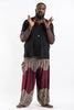 Plus Size Floral Mandalas Unisex Harem Pants in Maroon