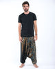 Peacock Feathers Drop Crotch Harem Pants in Black