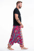 Peacock Paisley Drop Crotch Harem Pants in Pink